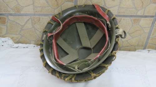 Vintage South African Defence Force `Staaldak` Helmet With Webbing and Inner Doiby