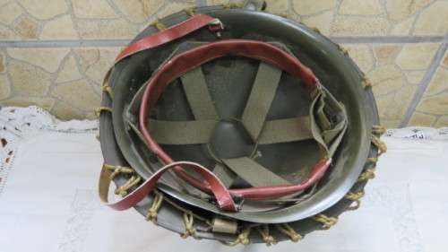 Vintage South African Defence Force `Staaldak` Helmet With Webbing and Inner Doiby