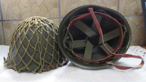 Vintage South African Defence Force `Staaldak` Helmet With Webbing and Inner Doiby