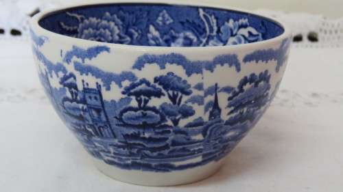 Lovely Vintage Enoch Wood`s `English Scenery` Woods Ware Semi-Porcelain Sugar Bowl H: 6 cm