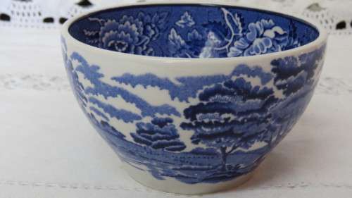 Lovely Vintage Enoch Wood`s `English Scenery` Woods Ware Semi-Porcelain Sugar Bowl H: 6 cm