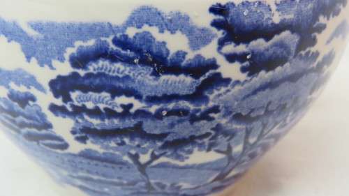 Lovely Vintage Enoch Wood`s `English Scenery` Woods Ware Semi-Porcelain Sugar Bowl H: 6 cm