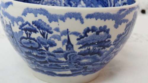 Lovely Vintage Enoch Wood`s `English Scenery` Woods Ware Semi-Porcelain Sugar Bowl H: 6 cm