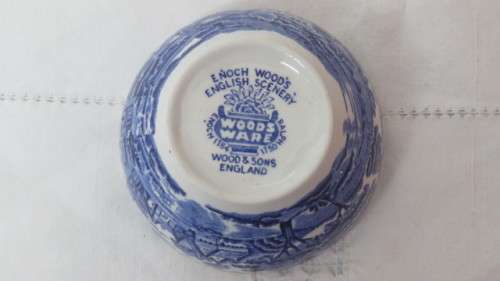 Lovely Vintage Enoch Wood`s `English Scenery` Woods Ware Semi-Porcelain Sugar Bowl H: 6 cm