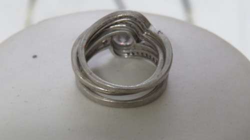 Gorgeous Sterling Silver Cuddle Triple Set Ring With Clear Stones Size R 7.7g