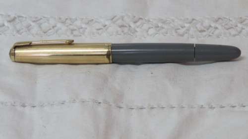 Vintage Parker 51 Grey Fountain Pen With Hooded Nib and 1/10 16ct Gold Filled Lid L: 14cm