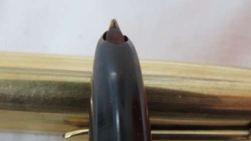 Vintage Parker 51 Black Fountain Pen With Hooded Nib and 1/10 14ct. Rose Gold Lid L: 13.5cm