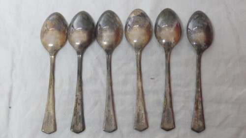 Lovely Vintage Set of Six EPNS Sheffield Blank Teaspoons in Box L: 11,5 cm Each