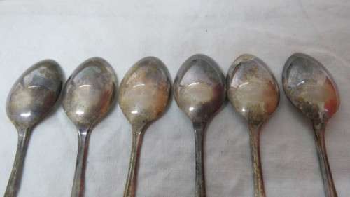 Lovely Vintage Set of Six EPNS Sheffield Blank Teaspoons in Box L: 11,5 cm Each