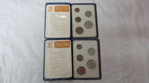 Two Britains 1968/1971 First Decimal Coins By Royal Mint Five Coins Sets in Original Blue Covers