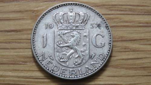 Netherlands 1957 Silver One Gulden 6.5 g