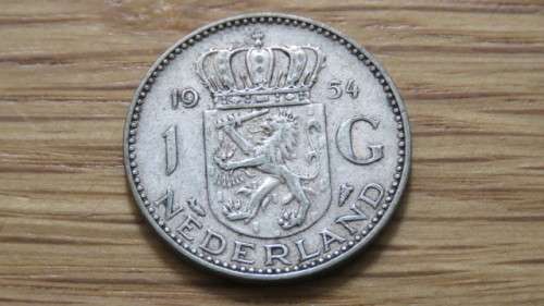 Netherlands 1954 Silver One Gulden 6.5 g
