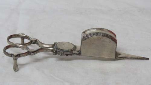 Lovely Vintage Silver Metal Candle Snuffer Half Round Box. One foot Missing L: 16 cm
