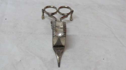 Lovely Vintage Silver Metal Candle Snuffer Half Round Box. One foot Missing L: 16 cm
