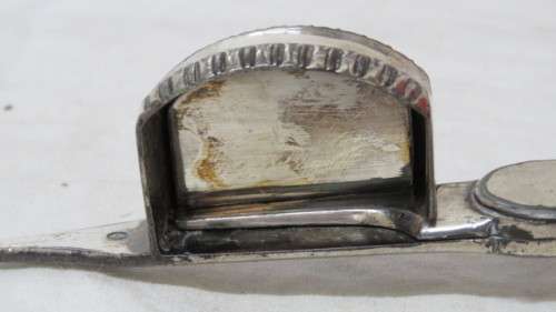 Lovely Vintage Silver Metal Candle Snuffer Half Round Box. One foot Missing L: 16 cm