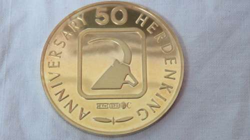 Wildlife Society 50th Anniversary Silver Gilt Medallion Elephant Detail 45mm 37.3 g