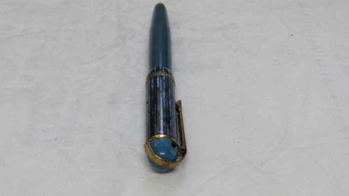Stunning Vintage Reform Blue Barrel Fountain Pen 14Ct. Gold Plated Nib. L: 13,5cm (Relisted Item)