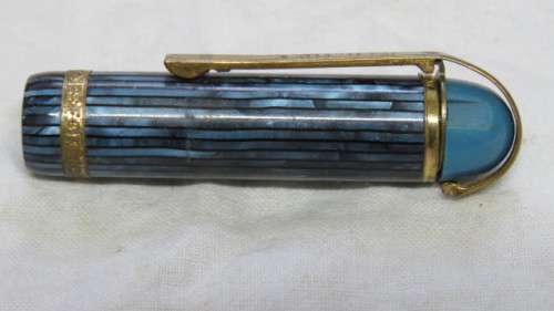 Stunning Vintage Reform Blue Barrel Fountain Pen 14Ct. Gold Plated Nib. L: 13,5cm (Relisted Item)