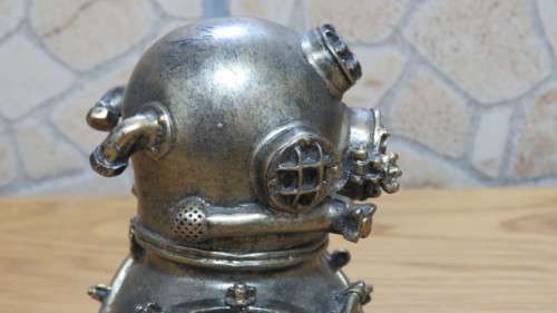 Interesting Vintage Mounted Desco MkV United States Navy Deep Sea Diving Helmet Paperweight H: 14 cm