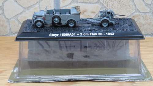 Boxed Amercom Collection Steyr 1500/A01 + 2cm Flak 1943 Military Vehicle Scale 1:72 L: 11,5cm