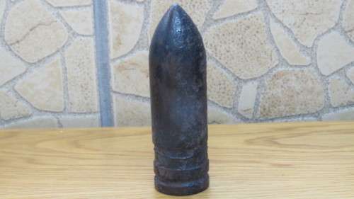 Vintage WWII Large Iron Bullet With Numbers Measurements: 13,5 x 4 cm