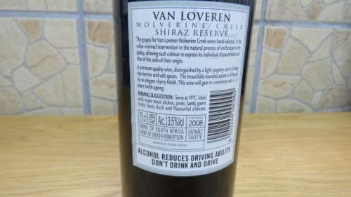 Sealed 750ml 2008 Van Loveren Wolverine Creek Shiraz Private Cellar Reserve Limited Release No. 3344