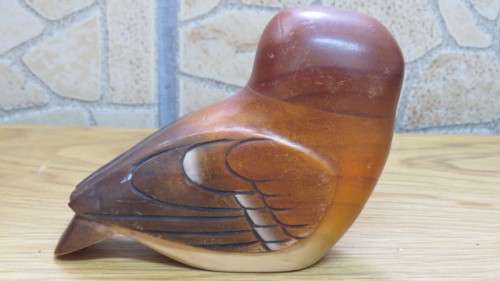 Lovely Vintage Birds of Africa Knysna Wooden Hand Carved Owl Side View L: 12,5 cm
