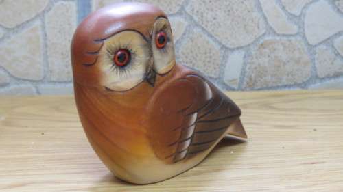 Lovely Vintage Birds of Africa Knysna Wooden Hand Carved Owl Side View L: 12,5 cm