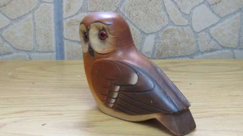 Lovely Vintage Birds of Africa Knysna Wooden Hand Carved Owl Side View L: 12,5 cm