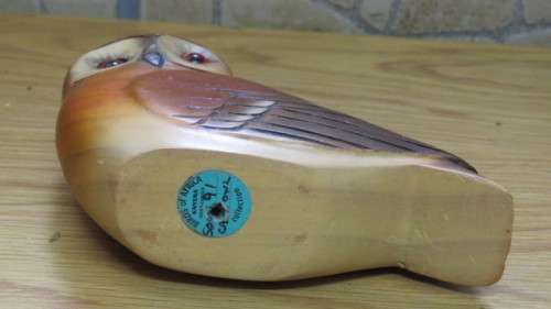 Lovely Vintage Birds of Africa Knysna Wooden Hand Carved Owl Side View L: 12,5 cm