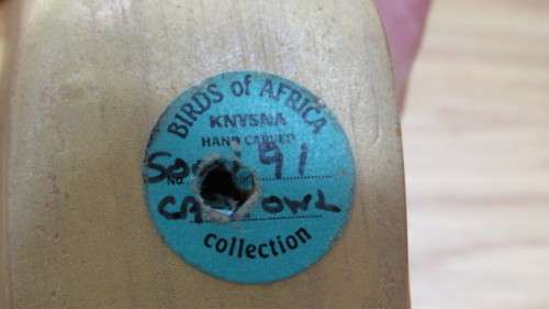 Lovely Vintage Birds of Africa Knysna Wooden Hand Carved Owl Side View L: 12,5 cm