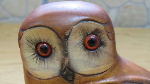 Lovely Vintage Birds of Africa Knysna Wooden Hand Carved Owl Side View L: 12,5 cm