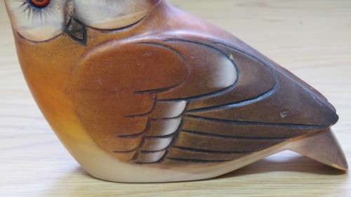 Lovely Vintage Birds of Africa Knysna Wooden Hand Carved Owl Side View L: 12,5 cm