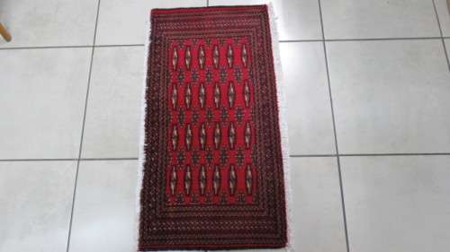 Beautiful Turkaman Geometric Pattern Red Rug 102 x 53 cm
