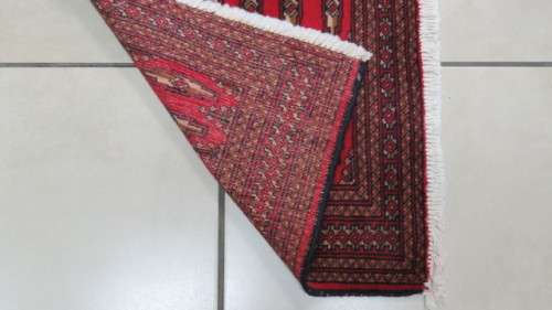 Beautiful Turkaman Geometric Pattern Red Rug 102 x 53 cm