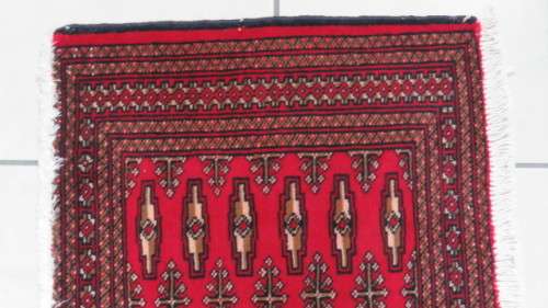 Beautiful Turkaman Geometric Pattern Red Rug 102 x 53 cm