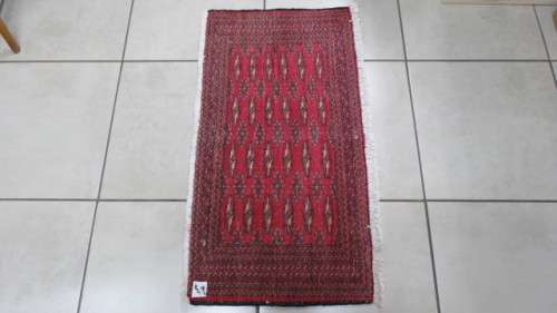 Beautiful Turkaman Geometric Pattern Red Rug 102 x 53 cm