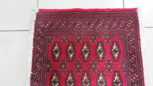 Stunning Turkaman Geometric Pattern Long Red Rug 138 x 59.5 cm