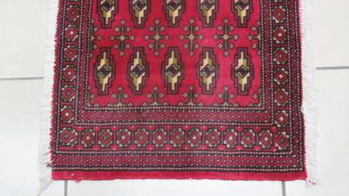 Stunning Turkaman Geometric Pattern Long Red Rug 138 x 59.5 cm