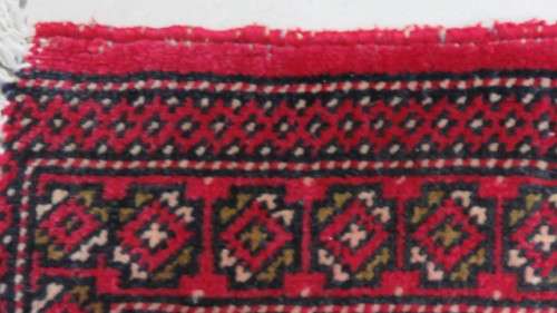 Stunning Turkaman Geometric Pattern Long Red Rug 138 x 59.5 cm