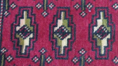 Stunning Turkaman Geometric Pattern Long Red Rug 138 x 59.5 cm