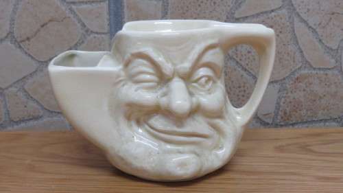 Stunning Vintage Sandland Ware `Before and After` Two Faced Shaving Mug With Brush H: 10 cm