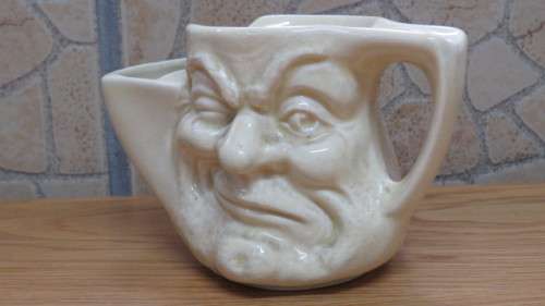Stunning Vintage Sandland Ware `Before and After` Two Faced Shaving Mug With Brush H: 10 cm
