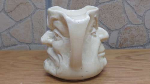 Stunning Vintage Sandland Ware `Before and After` Two Faced Shaving Mug With Brush H: 10 cm