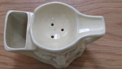 Stunning Vintage Sandland Ware `Before and After` Two Faced Shaving Mug With Brush H: 10 cm