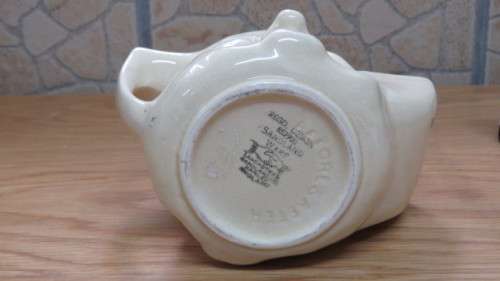 Stunning Vintage Sandland Ware `Before and After` Two Faced Shaving Mug With Brush H: 10 cm