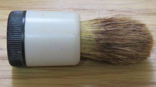 Stunning Vintage Sandland Ware `Before and After` Two Faced Shaving Mug With Brush H: 10 cm
