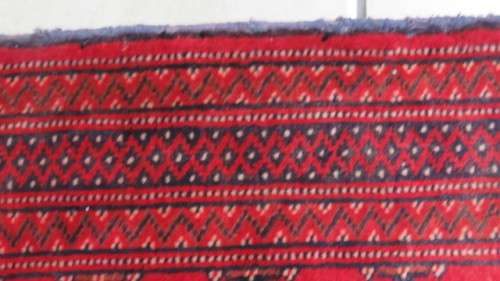 Beautiful Turkaman Geometric Pattern Red Rug 133 x 59 cm