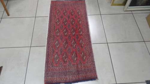 Beautiful Turkaman Geometric Pattern Red Rug 133 x 59 cm