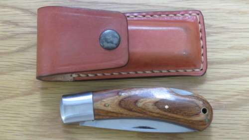 Superb Vintage Lakota Rostfrei #26681 Pocket Folding Knife With Leather Pouch L: 10 cm
